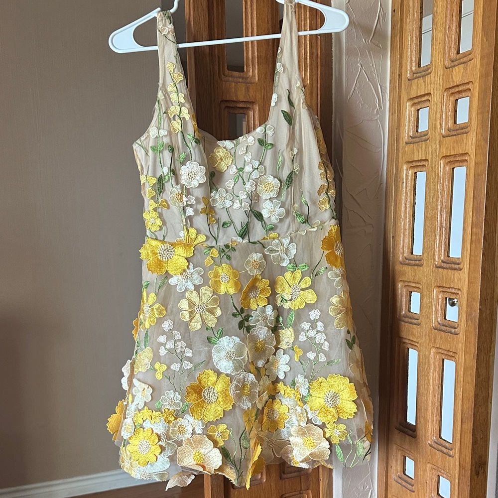 Ina Yellow and White Floral Mini Dress